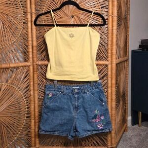 Vintage Gap Girls XXL Jr Small Cami Mini Sun Rhinestone Center Crop Tank Top